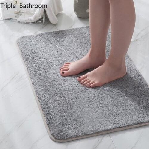 1pc 45x70cm Solid Color Square Large Soft Non-slip Water Absorption Bathroom Rugs Bath Mat Carpet Rugs Foot Pad Accessories