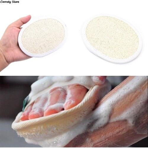 1PC Natural Exfoliator Shower Bath Brush Massager Luffa Effective Spa Sponge White Polyester Bag Edge Back Body Cleaning Loofah
