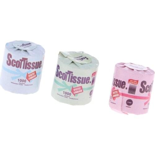 3Pcs Mini Toilet Paper Tissue 1:12th 15cm Dolls House Miniature Funiture Bathroom Decoration Accessory for Dollhouse