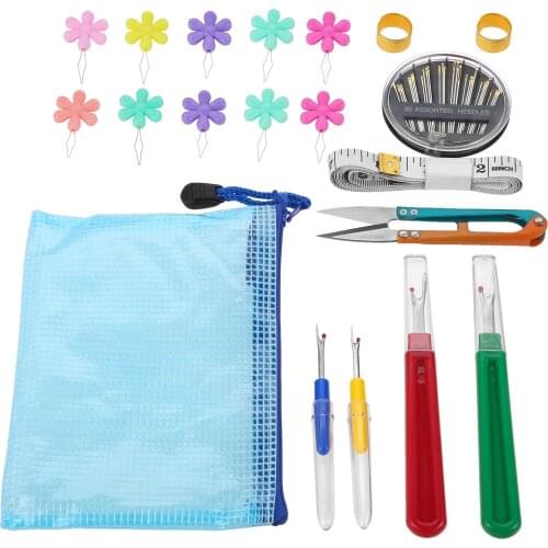 49pcs Sewing Tool Set Self-Threading Hand Needle Seam Ripper Thimble Scissor Ruler Storage Bag DIY Kit Gift Wife Mother Hicello