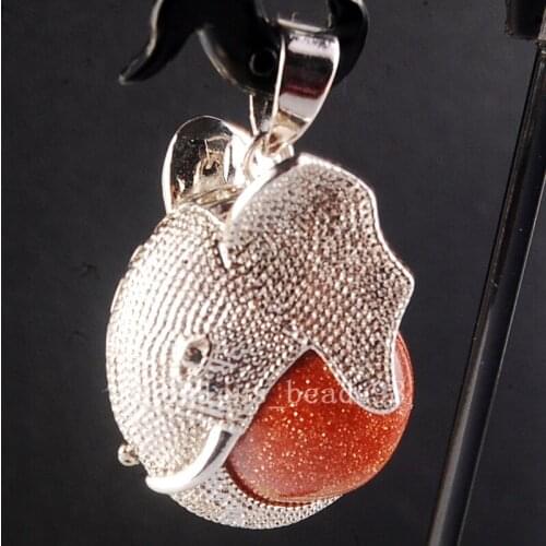 Free shipping 18x20mm Fashion Jewelry Goldstone Round Ball Pendant Bead MC3734