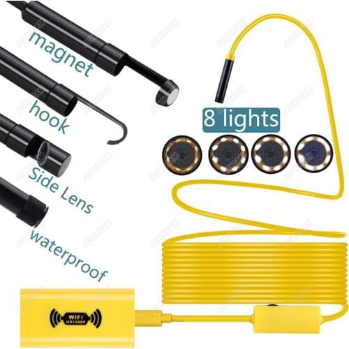 Wireless WiFi Endoscope HD 1200P 2M 3.5M 5M 10M Mini Camera Waterproof Inspection Camera 8mm 8LED Borescope For IOS Android PC