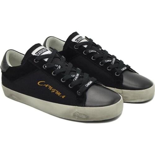 CANGMA Luxury Brand Designer Sneaker Woman Autumn Black Canvas Sneakers for Girls Womens Flats Casual Shoes Female 2021
