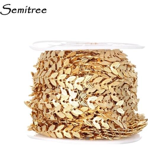 Semitree 1 Meter Stainless Steel Leaves Chains Component for DIY Bracelet Necklace Findings Anklets Jewelry Making Accessories