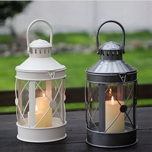 Candlestick Decoration European Wrought Iron Wind Lamp Wedding Romantic Simple Decorative Two-color Modeling Candlestick