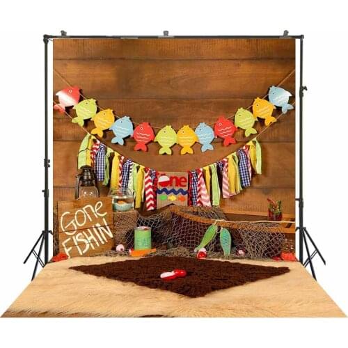 Sea Air Gone Fishin Backdrop Newborn Kids Photography Baby Birthday Cake Smash Backgrounds Portrait Photoshoot Studio Background