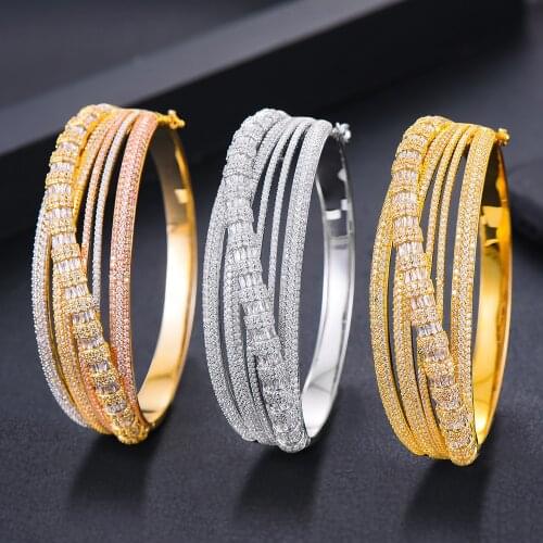 GODKI 2021 New Trendy Luxury Stackable Gorgeous Bangle For Women Wedding Cubic Zircon Crystal CZ Dubai Bracelet Party Jewelry