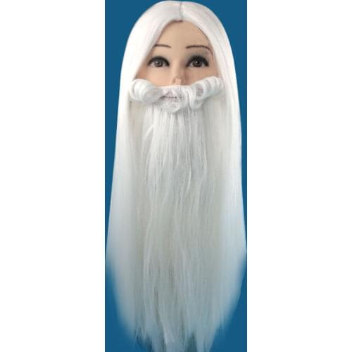 Cosplay Performance Props Long White Beard for Heroes Gods Magician Enchanter Halloween Party Cosplay Headwear