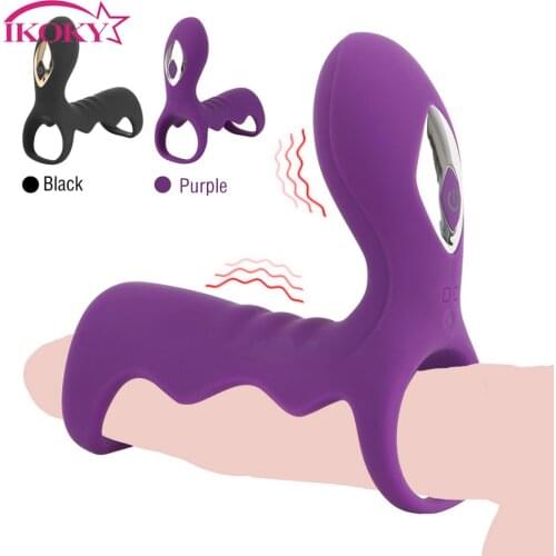 IKOKY Penis Rings 10 Speed Silicone Delay Ejaculation G Spot Stimulation Vibrator Sex Toys for Men Cock Rings Sex Toys for Man