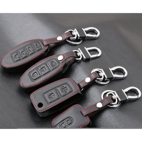 Leather Car Key Case Key Holder For Nissan Teana X-Trail Qashqai Sylphy Tiida Sunny March Murano Geniss Juke Almera Navara Note
