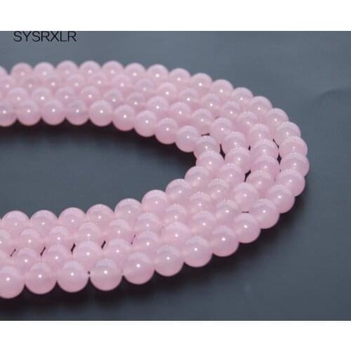 Hot Sale New Pink Natural Malay Stone Round Loose Spacer Beads Strand 4/6/8/10/12 MM For DIY Jewelry Bracelets & Necklaces