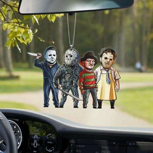 Halloween Doll Ornaments Creative Horror Toys Zombies Skeleton Dwarf Decoration Car Rear View Mirror Hanging Funny Festival Gift