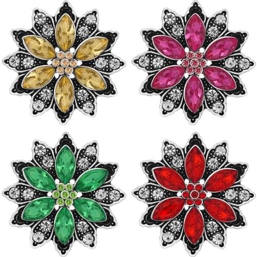 KZ3353 Beauty Rhinestone Flowers Trendy 20MM snap buttons for snap bracelet snap jewelry wholesale Gift