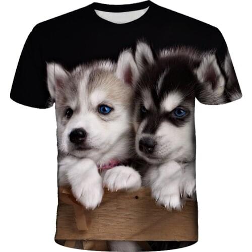 Summer 3D Dog Print Childrens Clothing Short Sleeve Graphic T-shirt Harajuku Kawaii Dog Kids Clothing T Shirt Fashion Tees Tops