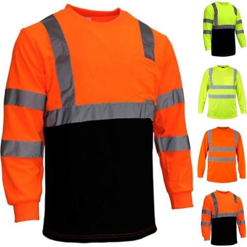 Hot Sale Mens Sports Reflective Tops Safety Short Sleeve T Shirt High Visibility Road Work Tee Tops Novel Casual Cotton T-Shirt