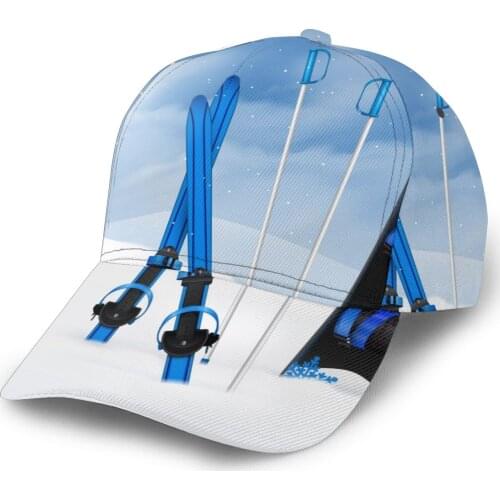 Ski Poles Snowboardwith Blue Sky Baseball Cap Fashion Men Hat Cap Summer Dad Hat Male Sports Hat