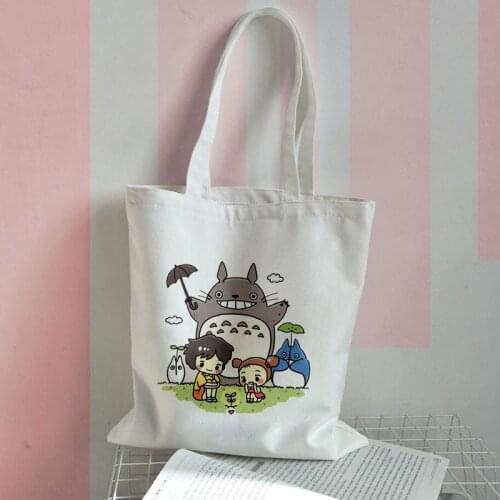Fashion Casual Totoro Studio Ghibli Miyazaki Hayao Anime Kawaii Graphic Cartoon Print Shopping Bags Girls Pacakge Hand Bag