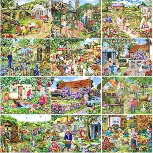 MomoArt Diamond Painting Street Cross Stitch Diamond Embroidery Garden Full Drill Square Mosaic Scenery Rhinestones Handicraft