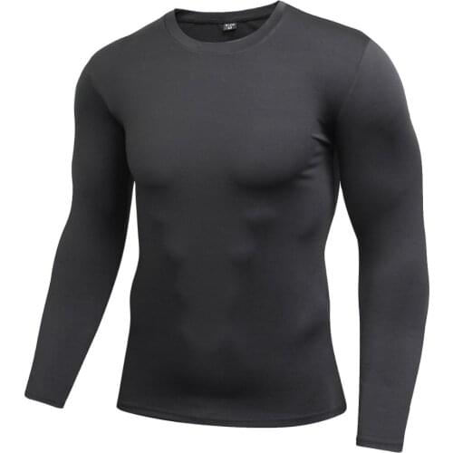 Men Long Sleeve running T shirts Fast Drying Fitness GYM Base Layer Tops Sports Compression Basketball Tops Tight T Shirts