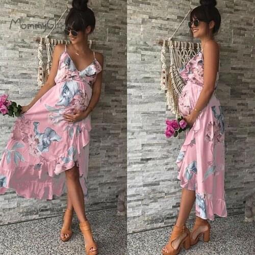 Maternity Dresses Maternity Clothes Elegant Pregnancy Dress Casual Floral Printed Ruffles Falbala Sundress For Pregnant Women