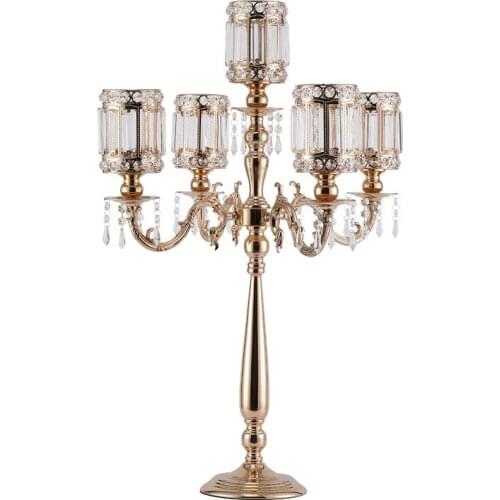 4 PCS Crystal Candelabras 83 CM Height 5-Arms Candle Holders Pendants Wedding Centerpiece Candlestick Home Decoraion