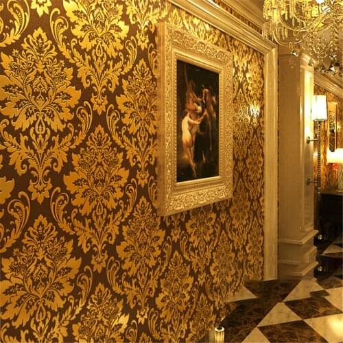 Beibehang Luxury Gold Foil Wallpaper 3D Floral Striped Wallpaper Roll Living Room TV Wall Paper Waterproof Papel De Parede Roll