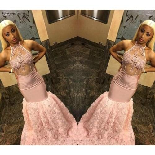 Sexy Peach Color Long Prom Dresses 2019 South African Black Girls Appliques Holidays Graduation Wear Evening Party Gowns