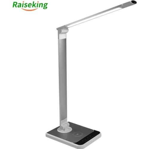 Hand sweep sensor Qi wireless charging table lamp led desk light with wireless charger & CCT brightness adjustable auto timer