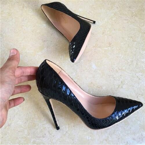 New Fashion free shipping black python snake Poined Toes Stiletto Heel high heels shoes pump HIGH-HEELED SHOES dress shoe