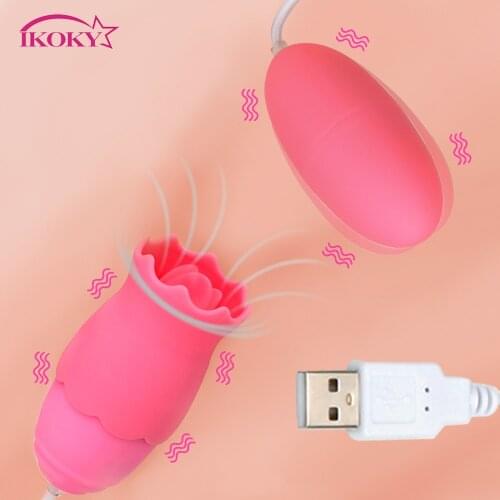 IKOKY 11 Mode Tongue Licking Vibrators Oral Clitoris Stimulator USB Sex Toys for Woman Erotic Vibrator G-spot Adults Products