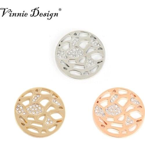 Vinnie Design Jewelry 25mm Hollow Crystal Coin Disc for My Coin Holder Frame Pendant 5pcs/lot