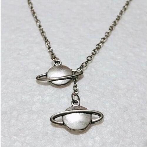 Fashion Vintage Infinity Symbol Connections Planet Saturn Celestial Charms Pendant Necklace For Women Unique Jewelry