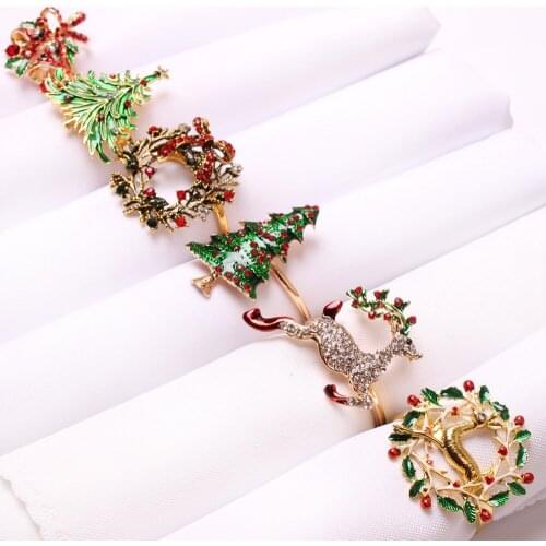 1pc Christmas Napkin Ring Holders Xmas Table Decoration For Home Metal Reindeer Horn Tissue Ring Wedding Banquet Hotel Table Sup