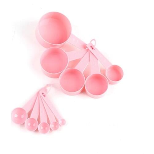 7 Color 10pcs/set Measuring Cups and Measuring Spoon Plastic Silicone Handle Scoop Measuring Tool Practical Kitchen Baking Tools