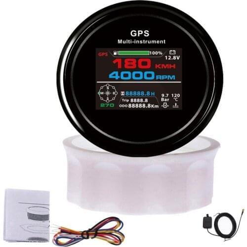 10 in 1 Multi-functional Digital Gauge 0-10 bar/0-145psi Oil Pressure 40-120 Water Temperature GPS Speedometer for Boat Car