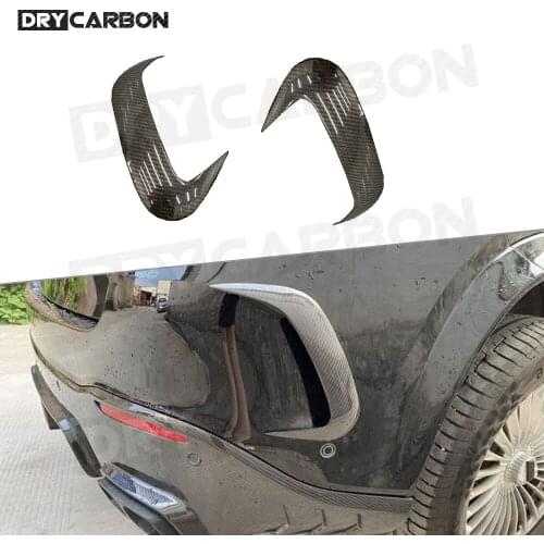2Pcs Dry Carbon Fiber Car Bumper Air Vent Splitter Outlet Cover Trim For Mercedes Benz GLE Class W167 GLE53 AMG SUV 2020 UP Rear