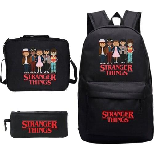 3pcs/sets Backpacks School Bags Stranger Things Tv Series Women Men Mochila Feminina Travel Backpack Teenage Girls Boys Bookbag