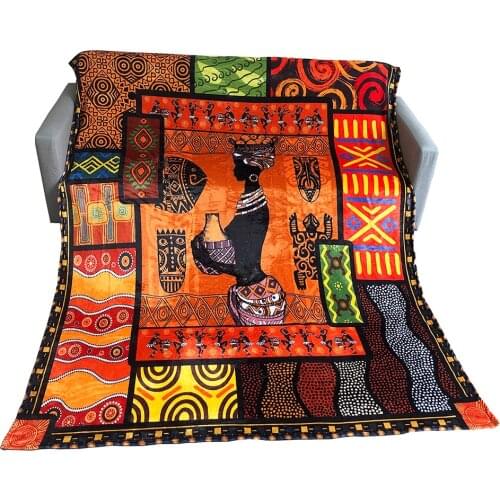 3D Digital Africa Women Printed Flannel Lightweight Thin Blanket Throw Bedspread on Bed Sofa Plane