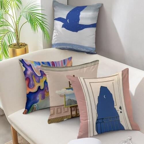 Fuwatacchi Sunset Natural Scenery Pillow Case Spring Landscape Pattern Print Pillowcase Pastoral Farm Style Decore Cushion Cover