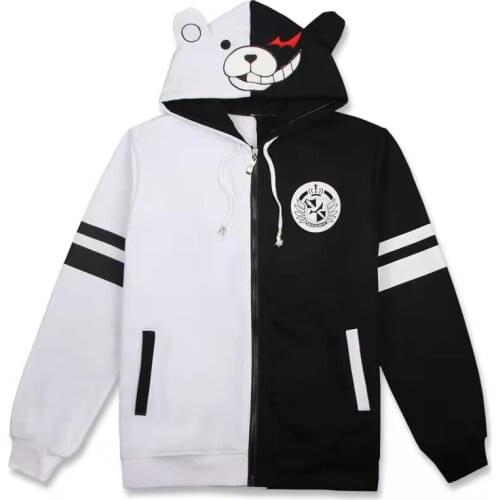 Danganronpa Monokuma Cosplay Costume Anime Game Dangan Ronpa 3D Digital Printing Zipper Sweater Hoodie Sweatshirt Daily Leisure