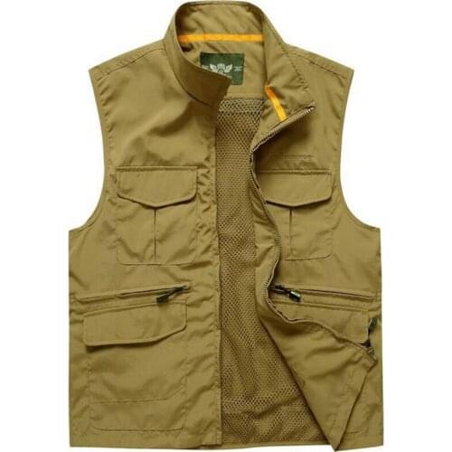 Mens Hiking Fishing Bikers Vest Jackets Quick-Dry Multi-Pockets Functional Waistcoat Casual Sports Tactical Vests Coat S-5XL
