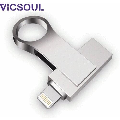Flash Drive USB Storage Device - Fingerprint Unlock Memory Stick Pro Duo OTG Lighting USB3.0 2-in-1 for iPhone