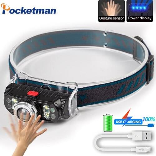 80000LM Motion Sensor Headlamp 7 LED Headlight USB Charging Head Lamp Waterproof Camping Fishing Light Work Light With Magnet