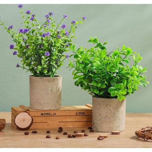 Artificial Potted Plant Beautiful Eco-friendly PVC Desktop Decor Lawn Patio Delicately Cut Simulation Potted Plants Balcony