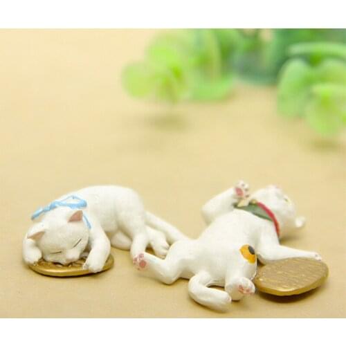 Kawaii Lucky Cat resin craft Figurine Bonsai home decor miniature fairy garden decoration accessories modern animal Model statue