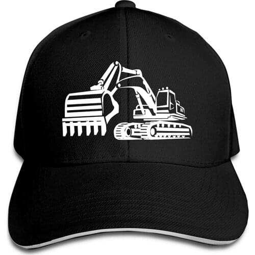 Excavator for Boys Sandwich Cap Unisex Trucker Dad Hat Adjustable Casual Sports Sun Hat for Mens Womens Black