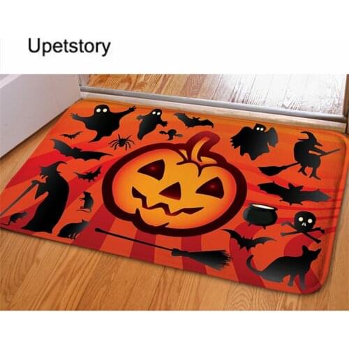 Upetstory Living Home Door Mat Halloween Funny Pumpkin Pattern Floor Mats for Kitchen Bathroom Toilet Anti Slip Doormat Room Rug
