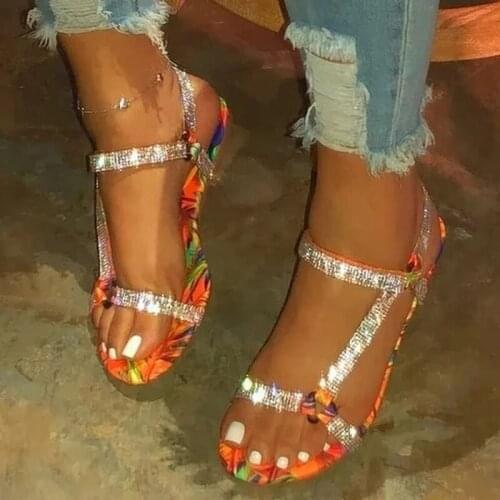 Summer Beach Bling Crystal Rome Ladies Sandals Rhinestone Platform Mixed Color Wedges Women Sandals Shoes