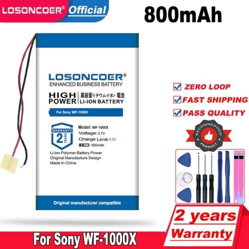 LOSONCOER Top Brand 100% New WF-1000X 3000mAh Battery For Sony WF-1000X Headset 2 Lines