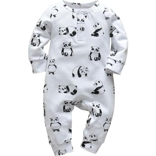 Lovely Panda Rompers Playsuits Clothes For Newborns Infant Boys Girls Jumpsuit Pajamas Soft Pure Cotton Comfy Baby Layette